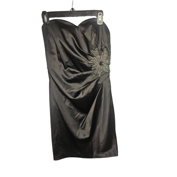 Y2K Black Strapless Dress Size S Beaded Starburst Embellishment WhimsyGoth Goth - Picture 1 of 5